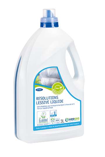 Lessive liquide Fraîcheur intense et sa recharge, certifiée selon  l'ECOLABEL européen, le label écologique de l'Union européenne
